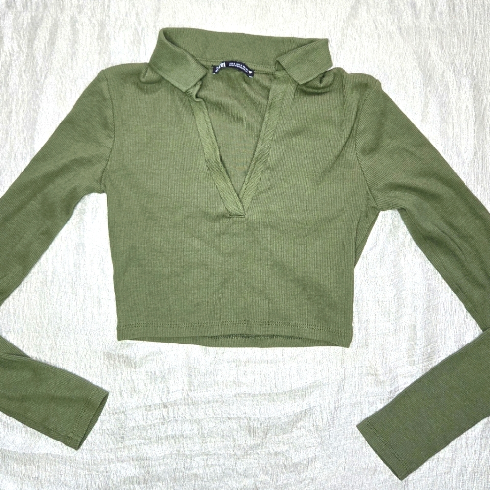 Zara Long Sleeve Cropped Top